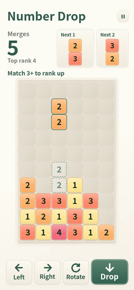 数字落块 | Number Drop gameplay