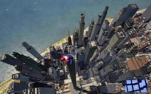 Spiderbench gameplay: swinging above the city, from Shikhar’s video